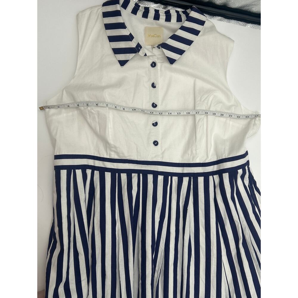 ModCloth Striped Sleeveless Nautical Rockabilly Retro Collared Dress Size 3X - Picture 8 of 9